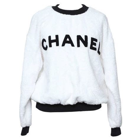 chanel white hoodie|chanel sweater black and white.